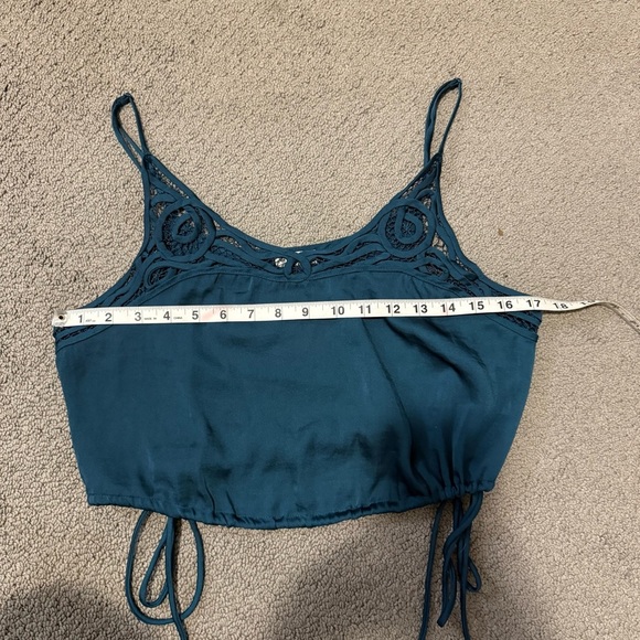 Free People Blouson Blue Satin Crochet Detail Lace Cropped Tank Top Intimately - Picture 12 of 16